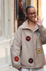 ZOE SALDANA and Marco Perego Out at Ile Saint Louis in Paris 04/09/2023
