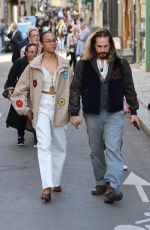 ZOE SALDANA and Marco Perego Out at Ile Saint Louis in Paris 04/09/2023