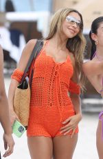 CHANTEL JEFFRIES in a Orange Bikini at a Beach in Miami 05/29/2023