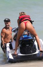 CHANTEL JEFFRIES in a Red Bikini at a Beach in Miami 05/04/2023