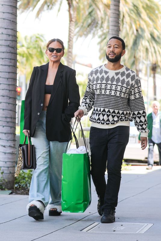 CHRISSY TEIGEN and John Legend Out Shopping on Rodeo Drive in Beverly Hills 05/05/2023