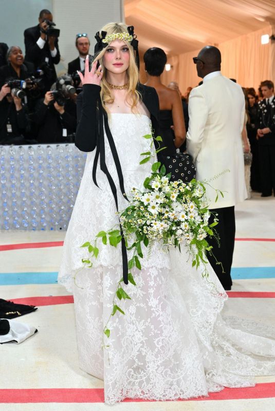 ELLE FANNING at 2023 Met Gala Celebrating Karl Lagerfeld: A Line of Beauty in New York 05/01/2023