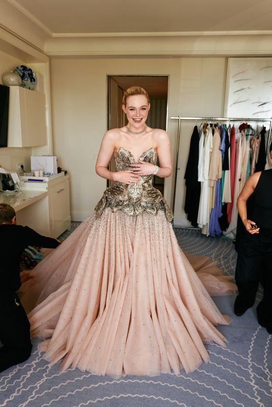 ELLE FANNING - Vogue Photoshoot Alexander Mcqueen Cannes Gown, May 2023