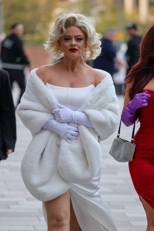 EMILY ATACK as Marilyn Monroe Arrives at Keith Lemon’s 50 Birthday Party in London 04/29/2023