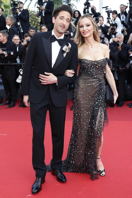 GEORGINA CHAPMAN and Adrien Brody at Asteroid City Premiere at 76th Annual Cannes Film Festival 05/23/2023