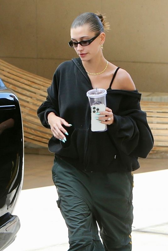 HAILEY BIEBER Leaves a Meeting at Office Building in Beverly Hills 05/02/2023