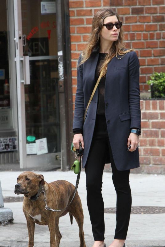 JESSICA BIEL Out with Her Dog in New York 05/18/2023