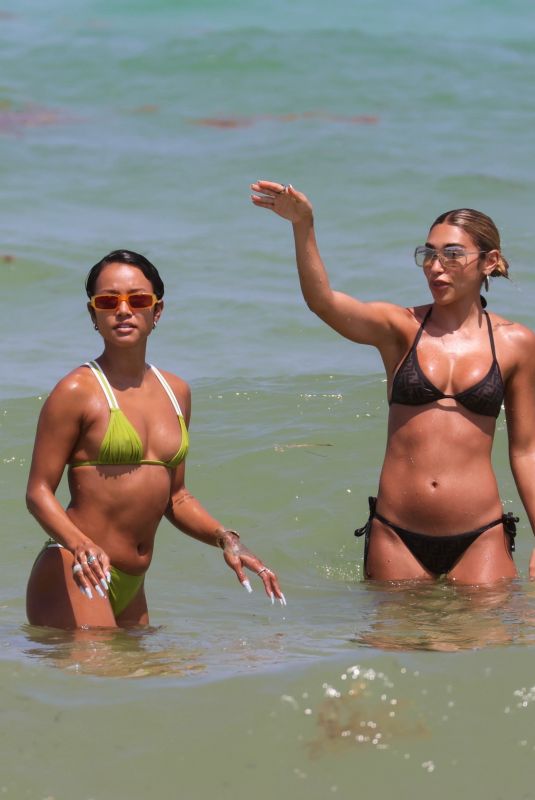 KARRUECHE TRAN and CHANTEL JEFFRIS in Bikinis at a Beach in Miami 05/06/2023