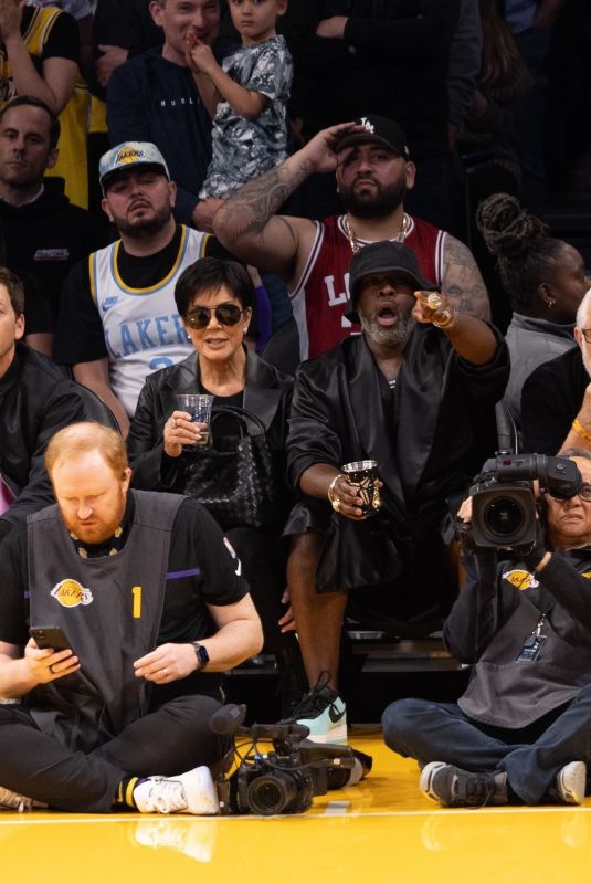 KIRSJENNER and Corey Gamble at Lakers Game at Crypto.com Arena in Los Angeles 05/22/2023