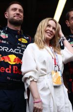 KYLIE MINOGUE in Red Bull Racing Garage at F1 Grand Prix of Monaco 05/28/2023