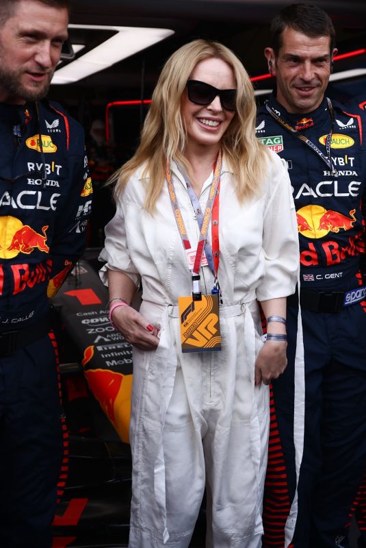 KYLIE MINOGUE in Red Bull Racing Garage at F1 Grand Prix of Monaco 05/28/2023