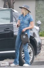 MALIN AKERMAN in Denim Overalls Out Shopping in Los Feliz 05/29/2023