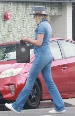 MALIN AKERMAN in Denim Overalls Out Shopping in Los Feliz 05/29/2023