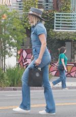 MALIN AKERMAN in Denim Overalls Out Shopping in Los Feliz 05/29/2023