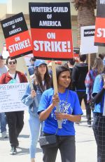 MINDU KALING Support WGA Strike Day 4 at Paramount Studios in Hollywood 05/05/2023