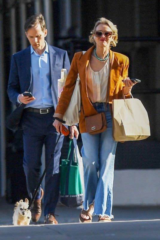 NAOMI WATTS Out Shopping with He Dog in New York 05/16/2023