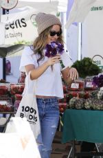 OLIVIA WILDE Shopping for Flowers at Farmer