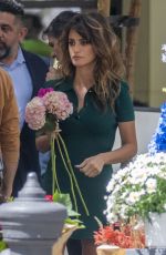 PENELOPE CRUZ on the Set of a Commercial at a Flower Stand in Madrid 05/30/2023