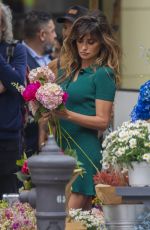 PENELOPE CRUZ on the Set of a Commercial at a Flower Stand in Madrid 05/30/2023