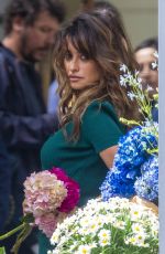 PENELOPE CRUZ on the Set of a Commercial at a Flower Stand in Madrid 05/30/2023