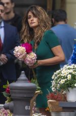 PENELOPE CRUZ on the Set of a Commercial at a Flower Stand in Madrid 05/30/2023