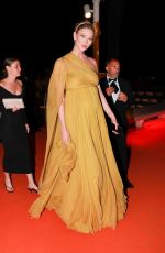Pregnant KARLIE KLOSS Arrives at Indiana Jones Beach Party in Cannes 05/18/2023