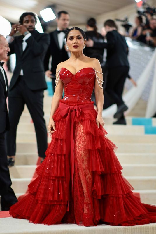SALMA HAYEK at 2023 Met Gala Celebrating Karl Lagerfeld: A Line of Beauty in New York 05/01/2023
