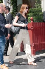 CARLA BRUNI Leaves Bristol Hotel at Paris Fashion Week 06/24/2023