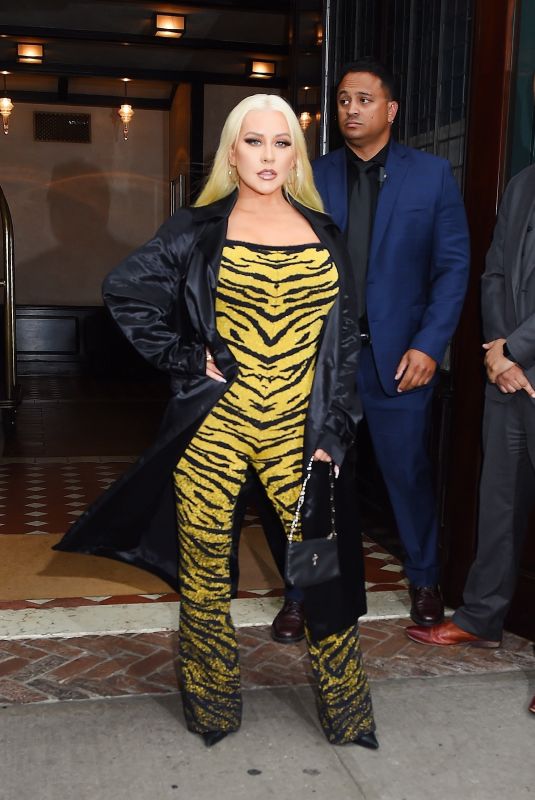CHRISTINA AGUILERA Leaves Greenwich Hotel in New York 06/28/2023