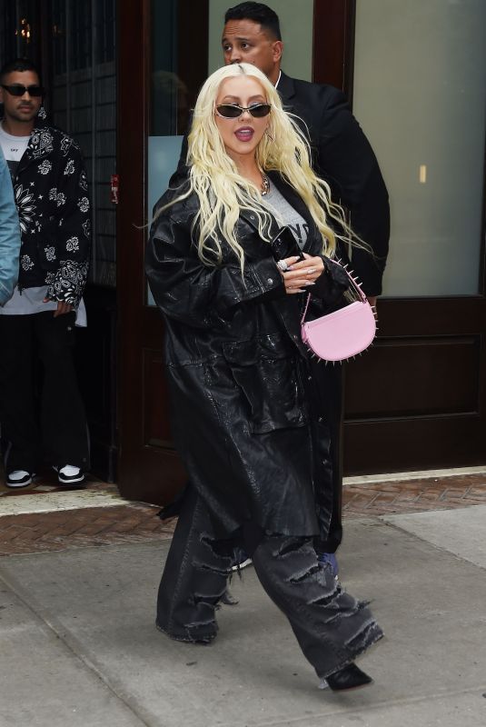 CHRISTINA AGUILERA Leaves Her Hotel in New York 06/22/2023