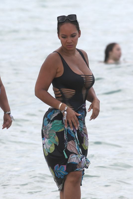 EVELYN LOZADA in Swimsuit at a Beach in Miami 06/19/2023