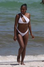 GABRIELLE UNION in a White Bikini at a Beach in Miami 06/15/2023