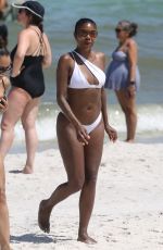 GABRIELLE UNION in a White Bikini at a Beach in Miami 06/15/2023
