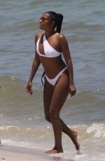 GABRIELLE UNION in a White Bikini at a Beach in Miami 06/15/2023