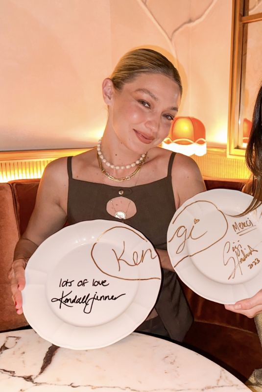 GIGI HADID and KENDALL JENNER at Siena Restaurant in Paris 06/26/2023