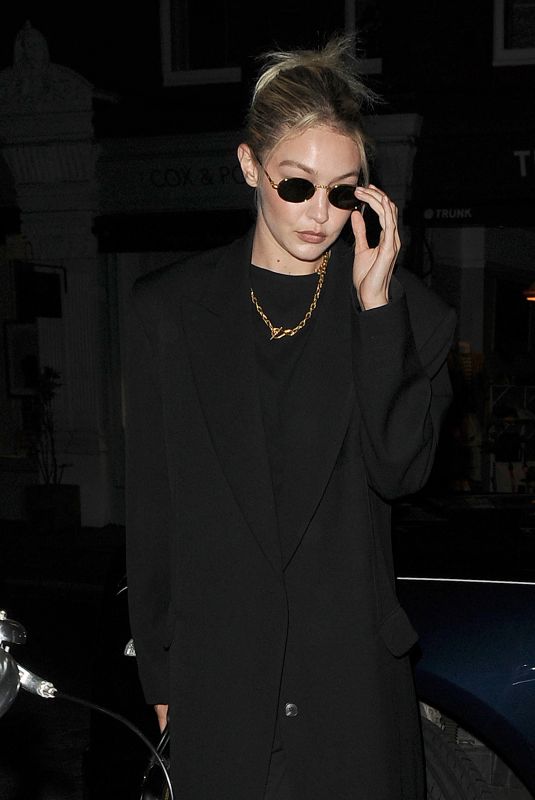 GIGI HADID Arrive at Chiltern Firehouse in London 06/06/2023