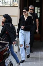GIGI HADID in Ripped Denim Leaves Her Hotel in Paris 06/28/2023