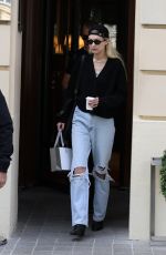 GIGI HADID in Ripped Denim Leaves Her Hotel in Paris 06/28/2023