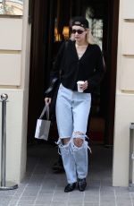 GIGI HADID in Ripped Denim Leaves Her Hotel in Paris 06/28/2023