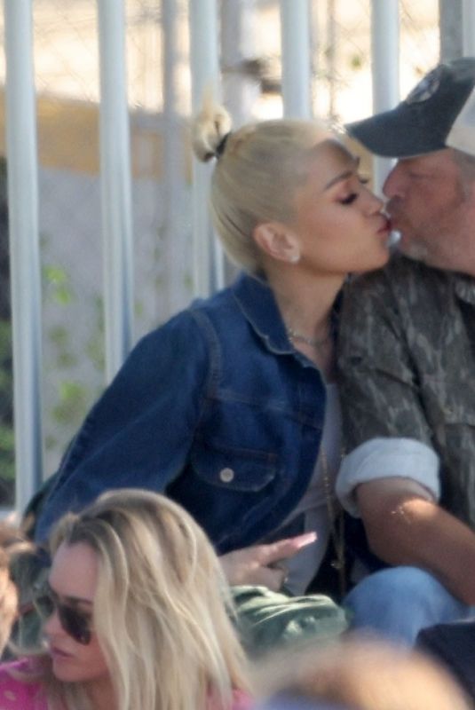 GWEN STEFANI and Blake Shelton Share a Kiss on Football Field in Los Angeles 06/04/2023