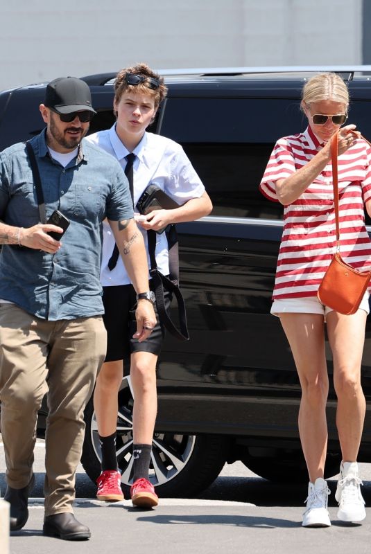 GWYNETH PALTROW Out fopr Lunch with Her Former Husband, Chris Martin and son Moses at Bar Luce in Milan 06/26/2023