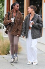 HAILEY BIEBER and JUSTINE SKYE Out for Coffee in West Hollywood 06/01/2023