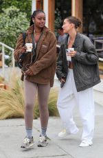 HAILEY BIEBER and JUSTINE SKYE Out for Coffee in West Hollywood 06/01/2023