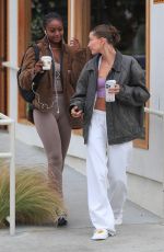 HAILEY BIEBER and JUSTINE SKYE Out for Coffee in West Hollywood 06/01/2023