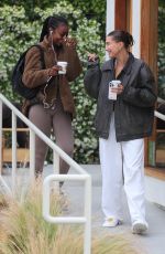HAILEY BIEBER and JUSTINE SKYE Out for Coffee in West Hollywood 06/01/2023