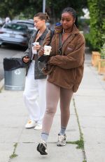 HAILEY BIEBER and JUSTINE SKYE Out for Coffee in West Hollywood 06/01/2023