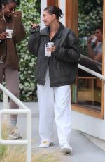 HAILEY BIEBER and JUSTINE SKYE Out for Coffee in West Hollywood 06/01/2023