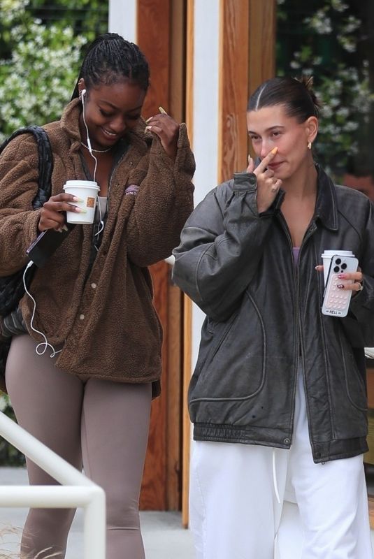 HAILEY BIEBER and JUSTINE SKYE Out for Coffee in West Hollywood 06/01/2023
