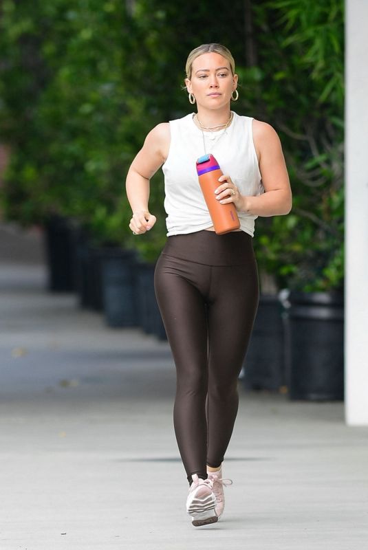 HILARY DUFF Out Jogging in Los Angeles 06/17/2023