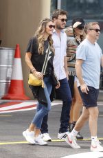 HOLLY WILLOGHBY Out with Husband and Friends Catching a Helicopter to Glastonbury 06/23/2023